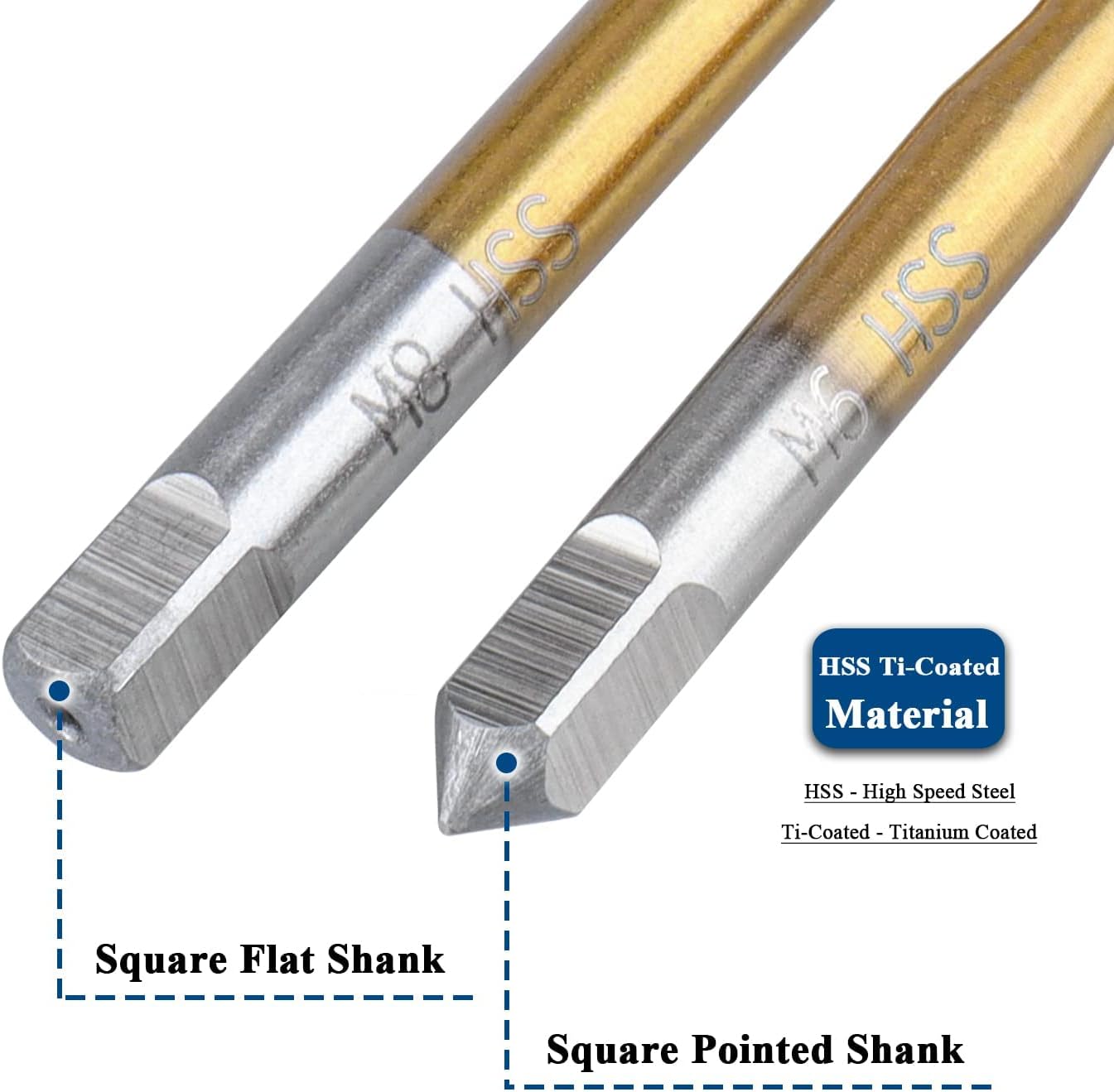 5Pcs High Speed Steel HSS 6542 Spiral Point Threading Tap, Titanium Coated Machine Taps Machining Screw Thread Tap Set Metric M3x0.5, M4x0.7, M5x0.8, M6x1.0, M8x1.25