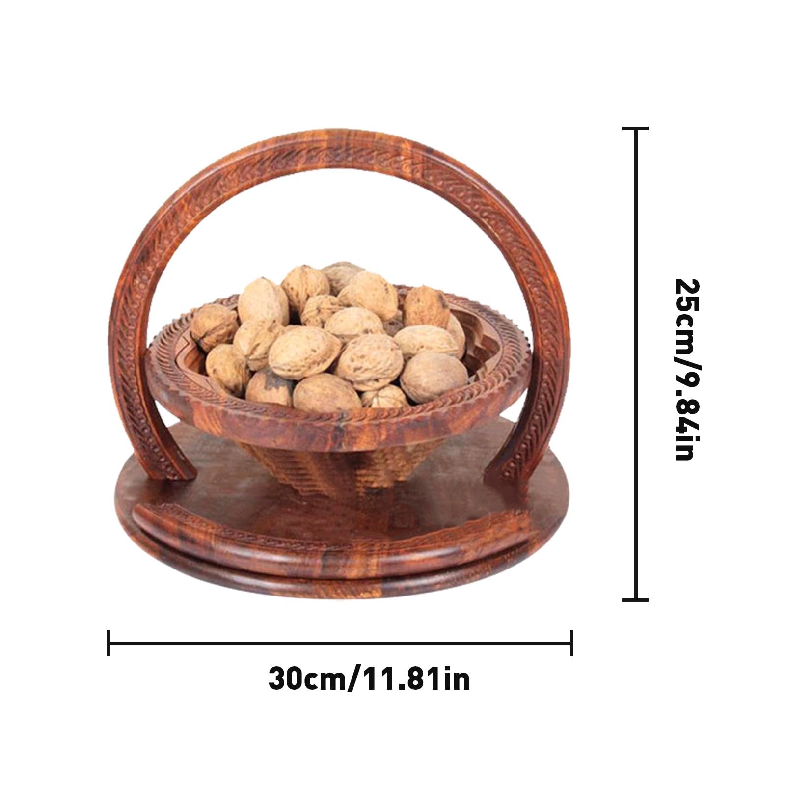 Paniers pliants pour noix de, panier pliable pour fruits secs | Panier à fruits pliable à 4 compartiments pour table de cuisine - à partir de fruits sculptés en bois faits à la main pour