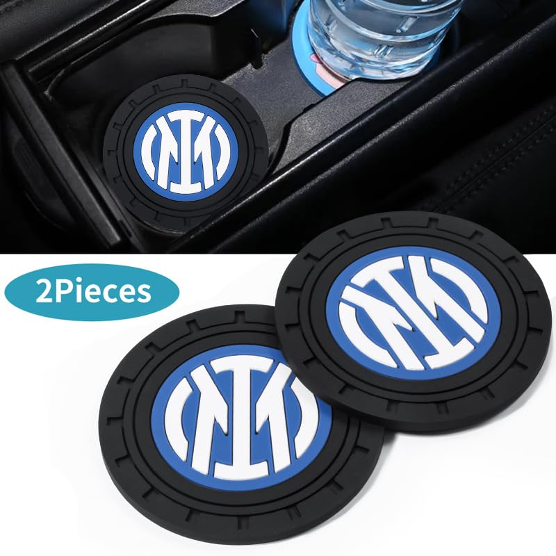 Inter Milano sottobicchieri per auto per Inter Milano Fans,2 Pezzi tappetini/inserto/sottobicchieri portabicchieri per auto per Gli appassionati di calcio,accessorio portabicchieri