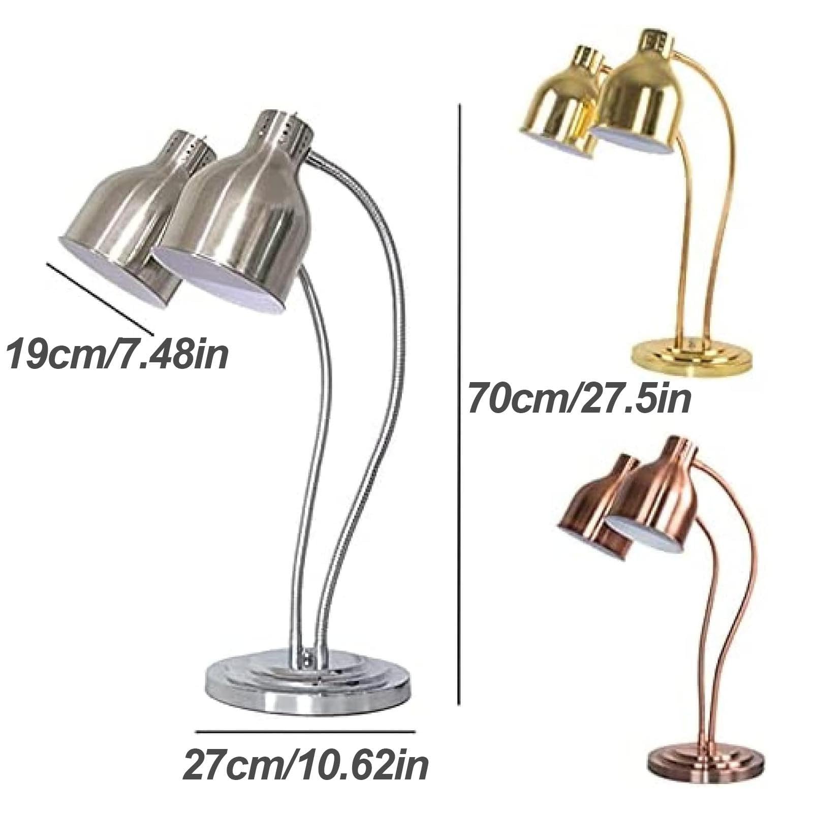 Lámpara Calentadora de Alimentos, Lámpara de Calor con Bombillas para Calentar Alimentos, Lámpara Comercial para Calentar Buffet, Restaurante, Servicio de Comida,Gold