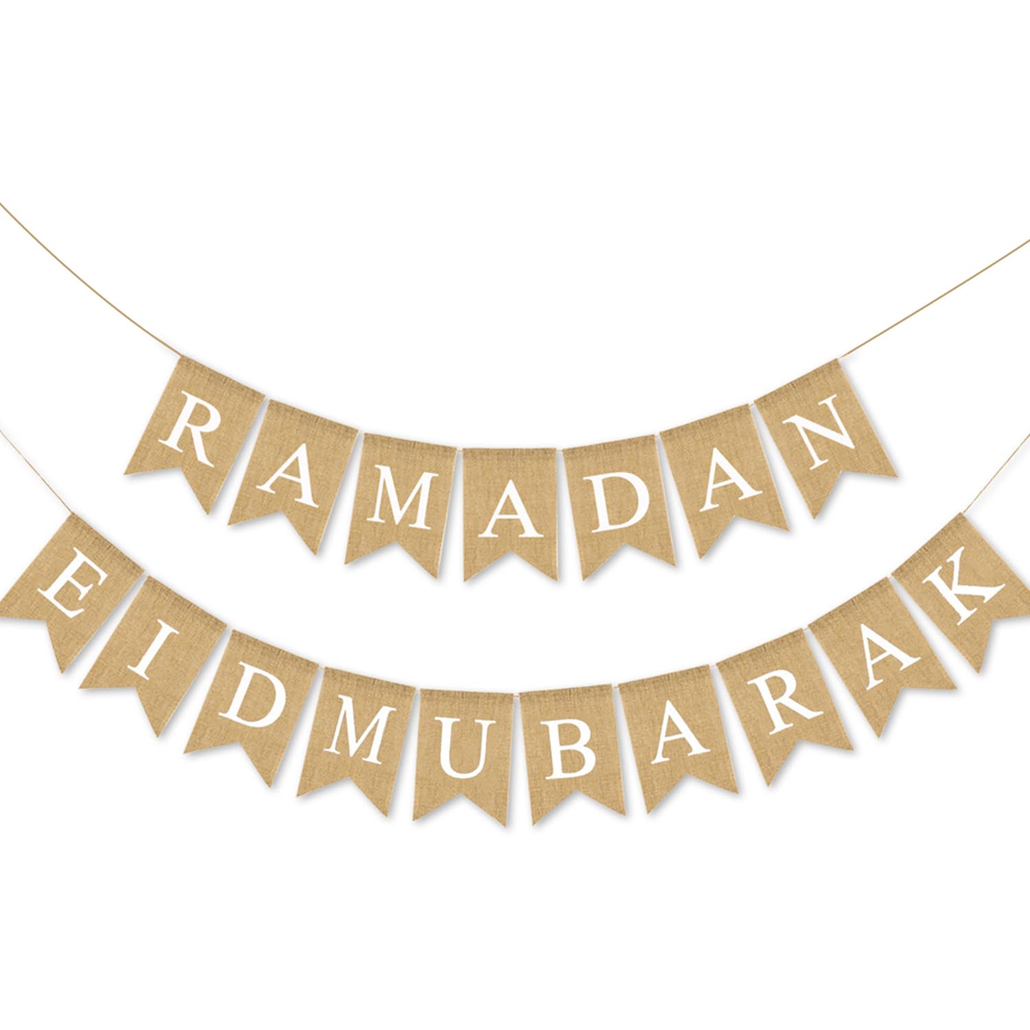 XNHIU Burlap Ramadan Eid Mubarak Banner Mubarak Party Decoration Eid Mubarak Bunting Hanging Banner for Party Family Decoration