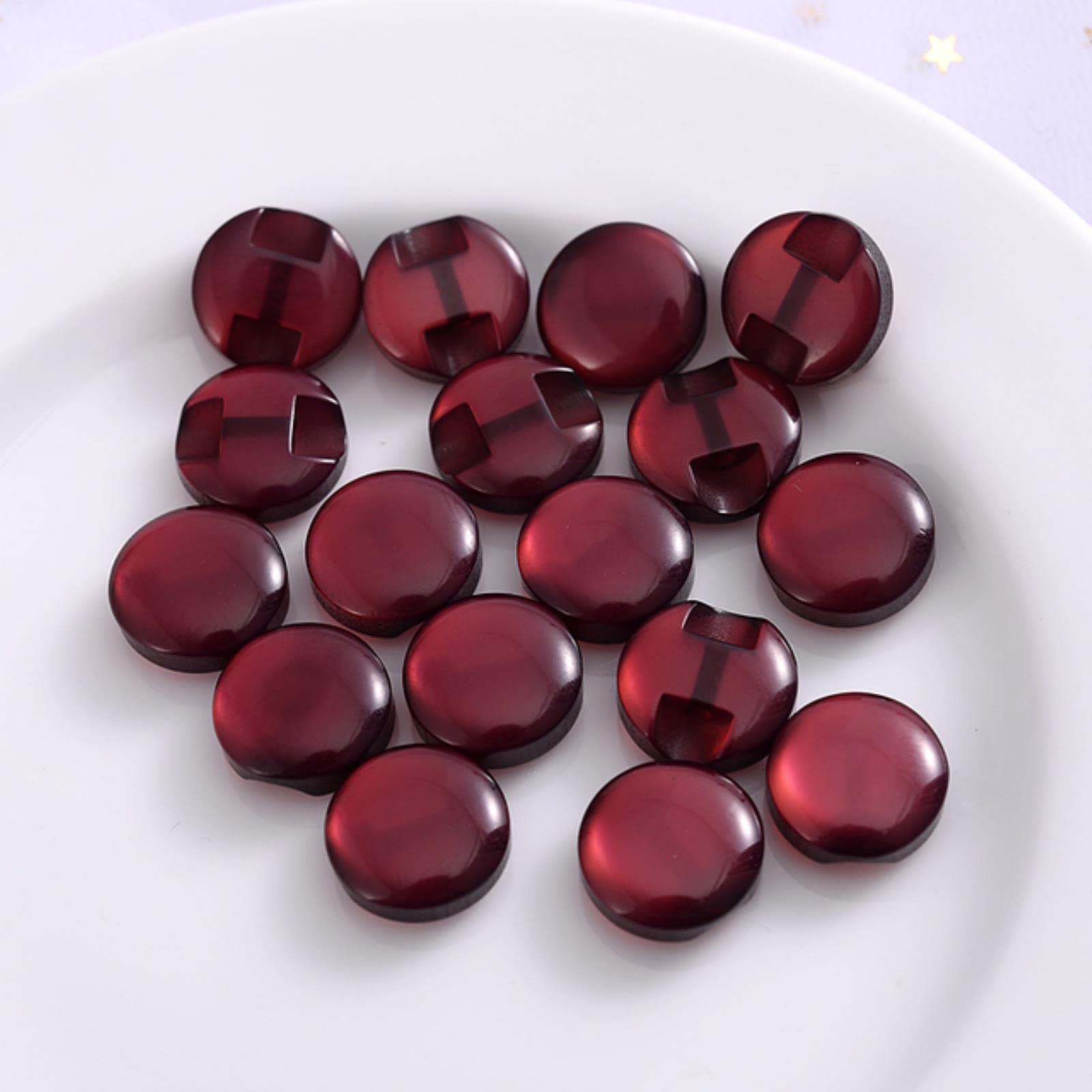50 szt. 8 mm przezroczyste, jednokolorowe guziki żywiczne, urocze kolorowe do szycia, scrapbooking, akcesoria odzieżowe DIY(Red Wine)