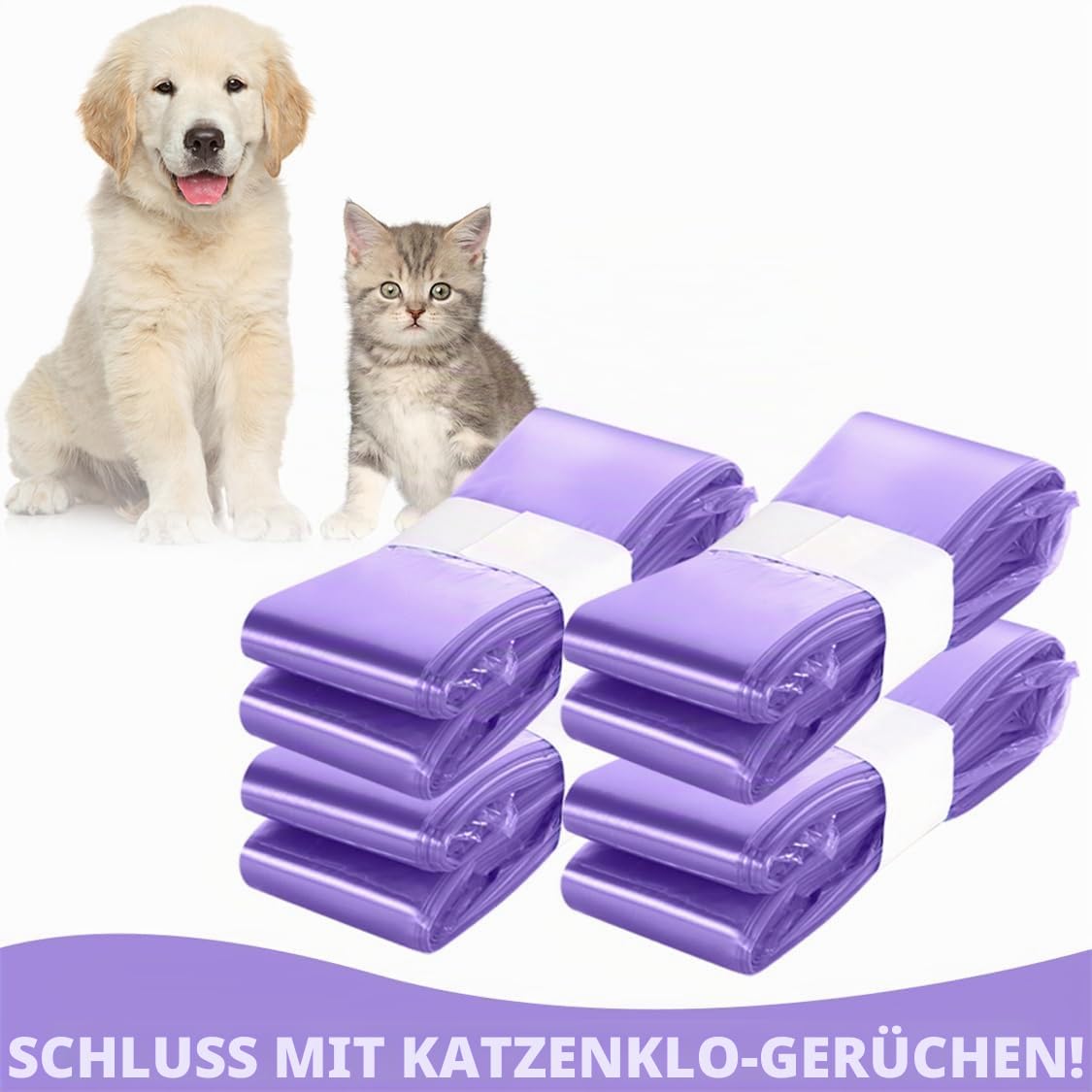Nachfüllbeutel für Katzenstreu 4 Stück Nachfüllpackung Windeleimer Nachfüllfolienringe kompatibel mit Nachfüllkassette Litter Locker Katzenstreu Eimer