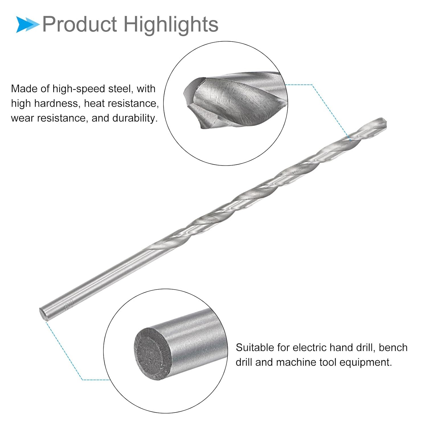 Extra Long Twist Drill Bit, 9.5mm Drill Diameter 250mm Total Length, High Speed Steel Twist Drill Bit - (Applications: for Copper Metal Woodwork)