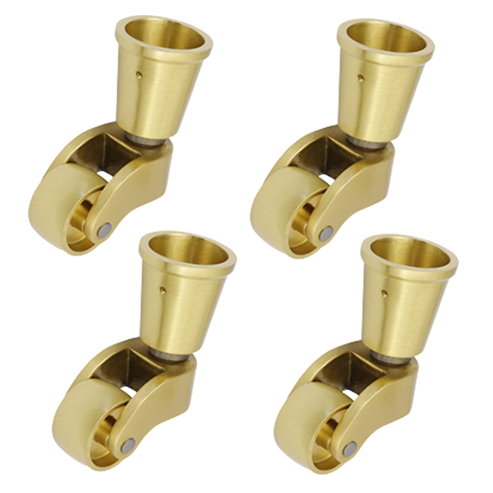 Paquete de 4 Ruedas Giratorias de Latón Macizo, Ruedas Móviles para Muebles Antiguos, Ruedas de Carro Pequeñas, Accesorio Estilo Taza, Capacidad de Carga 330 lbs/150 kg, con Tornillos, Dorad