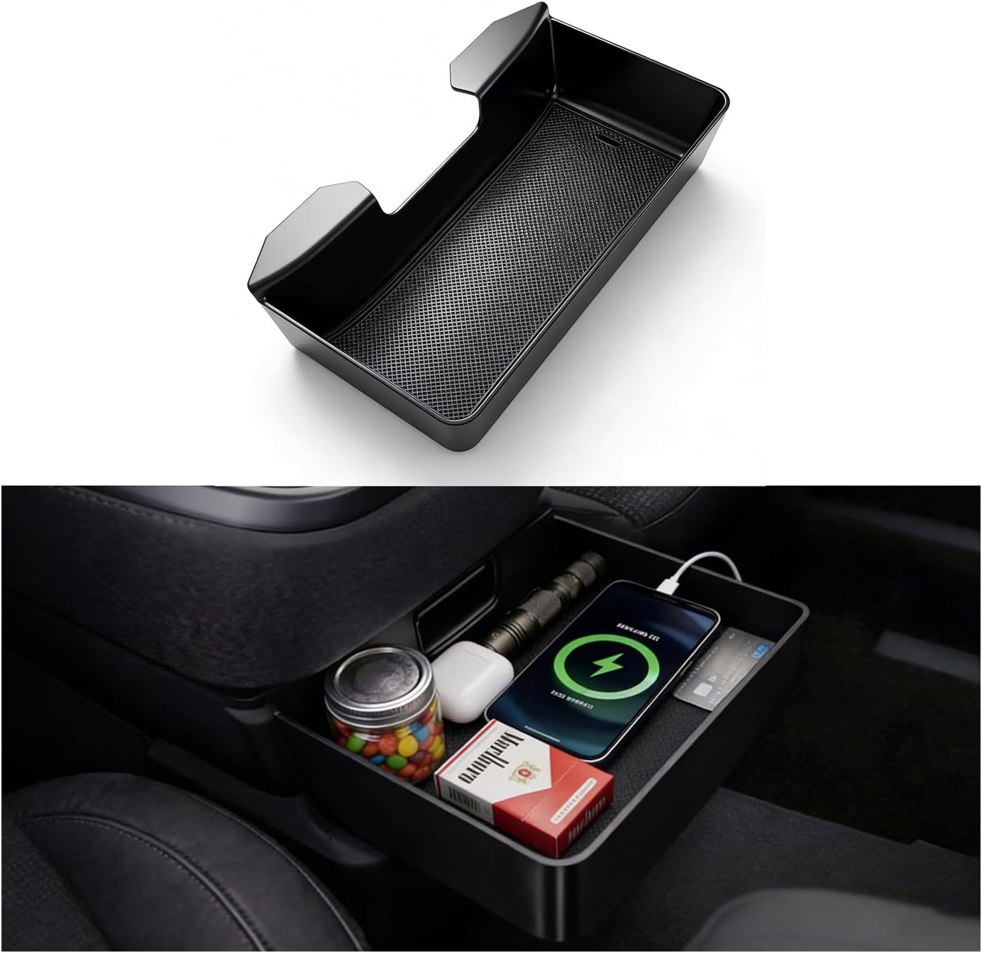 Center Console Hanging Organizer Box for 2019-2026 Chevy Silverado/GMC Sierra 1500 & 2020-2026 Silverado/Sierra 2500HD 3500HD Interior (Split-Bench Folding Seat Only)