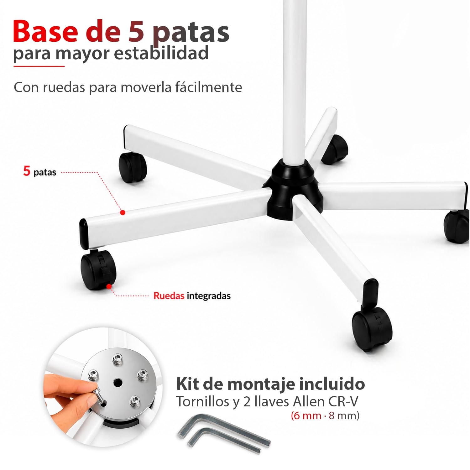 Boston Tech Lámpara Infrarroja WE108 275 W, Lámpara de Calor para Termoterapia y Fisioterapia, Base de 5 Patas con Ruedas, Mando, Temporizador, 3 Niveles y Accesorio de Mesa.