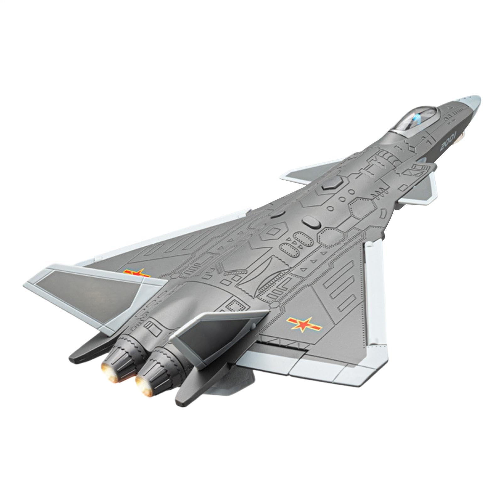 Modelo J-20 con soporte para gabinete, avión a escala 1:84 con efectos interactivos 8