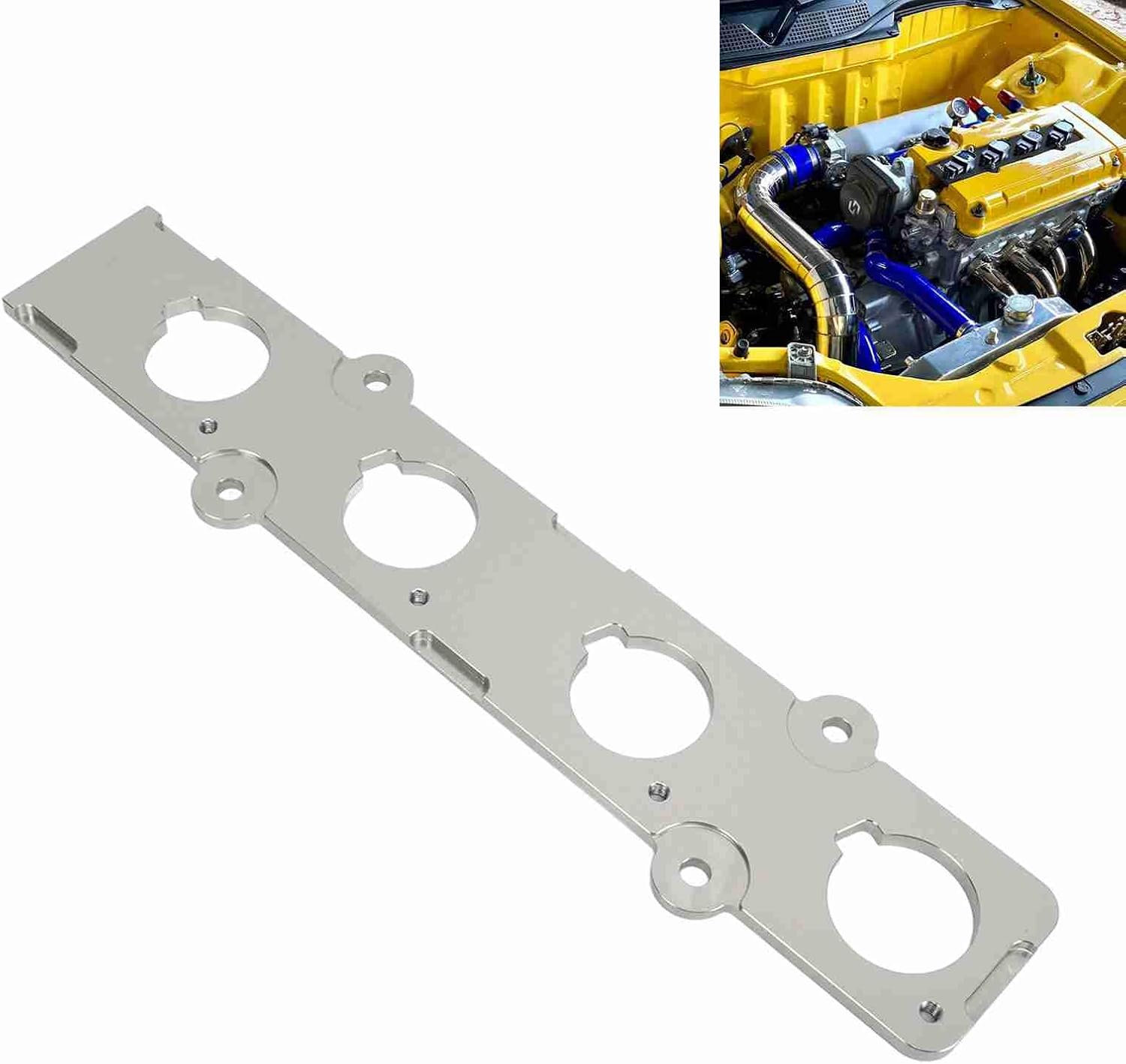 Coil On Plug Adapter Plate COP Conversion Adapter Plate Replacement for B Series B16 Ideal for B18 Made of CNC Machined Billet Aluminum with Black Anodized Finish (Silver)