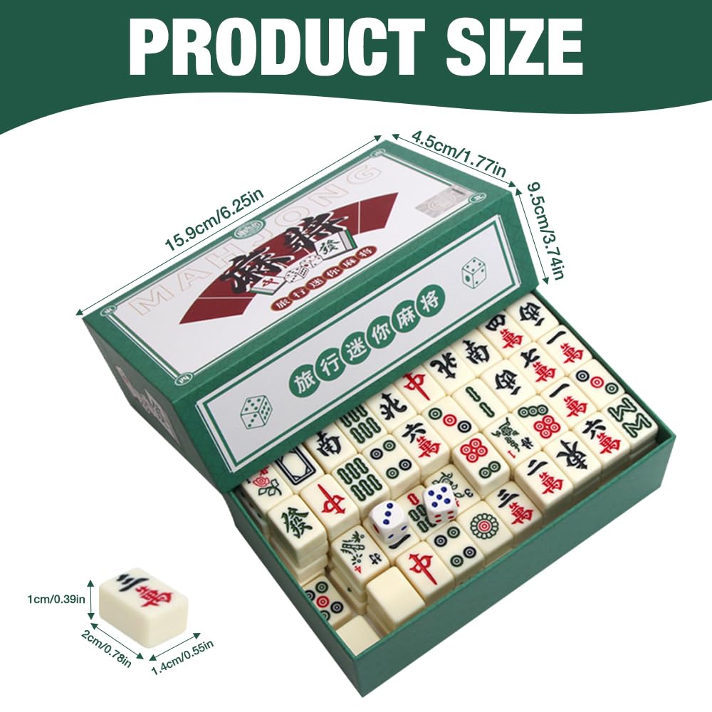 Mini Mahjong Set, Mini mahjong portatile tradizionale cinese, Gioco Majong Stones, con 144 Pezzi Mahjong, per Giochi da Viaggio in Famiglia Giocoda Tavolo Gioco da Tavolo