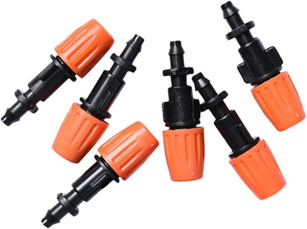 Irrigation Dripper Irrigation Atomizing Nozzle Sprinkler Adjustable Water Mist Sprinkler Drippers Barbed 1/4" Drip System Adapter 100pcs