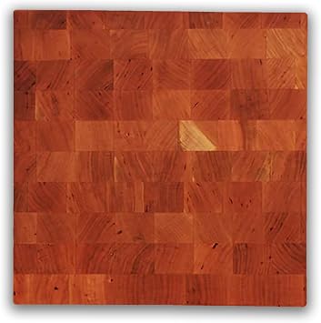 John Boos CCB Series Square Wooden Cherry Cutting Board 14x14 3 Thick, 12-lb Reversible Butcher Block with End-Grain & Finger Grips Made in the USA