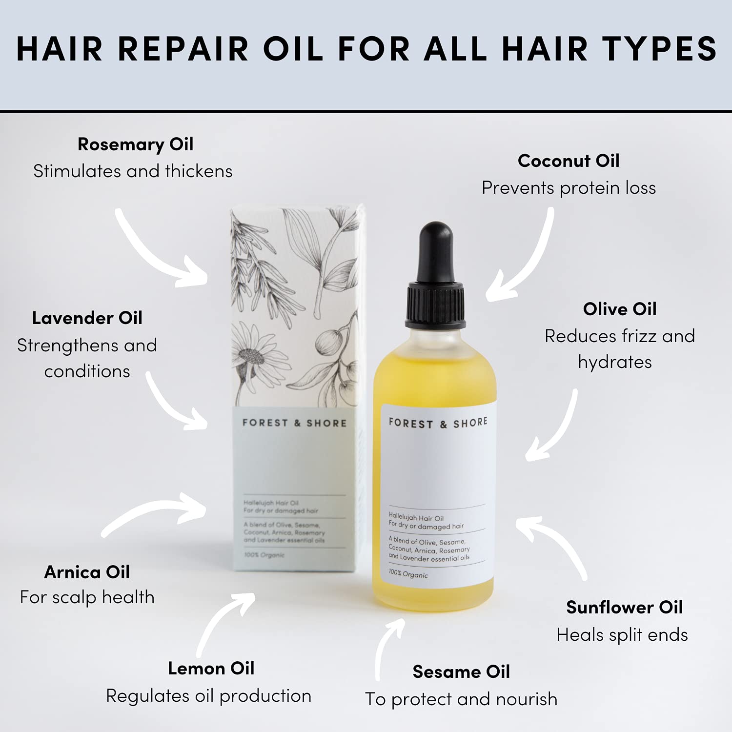 Hair Oil Natural & Organic Hair Mask & Hair Treatment with Coconut Oil