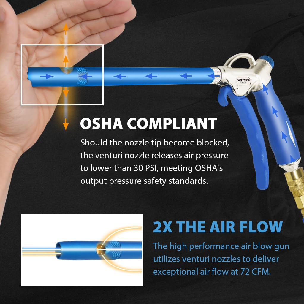 FIRSTINFO A18562KEU Windstorm EX High Flow Adjustable Air Duster Blow Gun Kit, Blue - Image 2