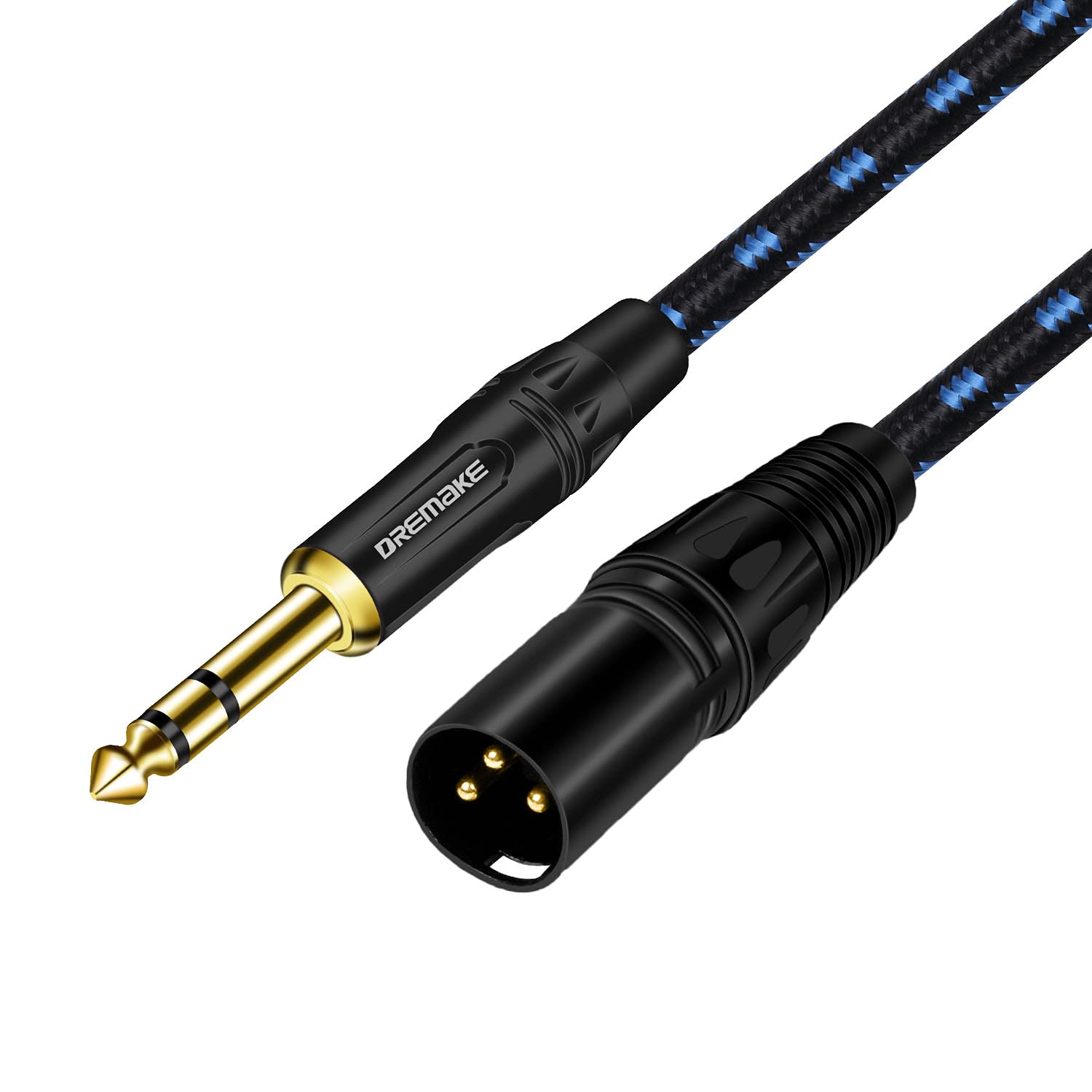 DREMAKE XLR to 1/4 Inch TRS Mic Audio Cable, 6FT XLR 3 Pin Male to Quarter Inch 6.35mm/6.5mm TRS Male Balanced Interconnect Patch Cord for Electric
