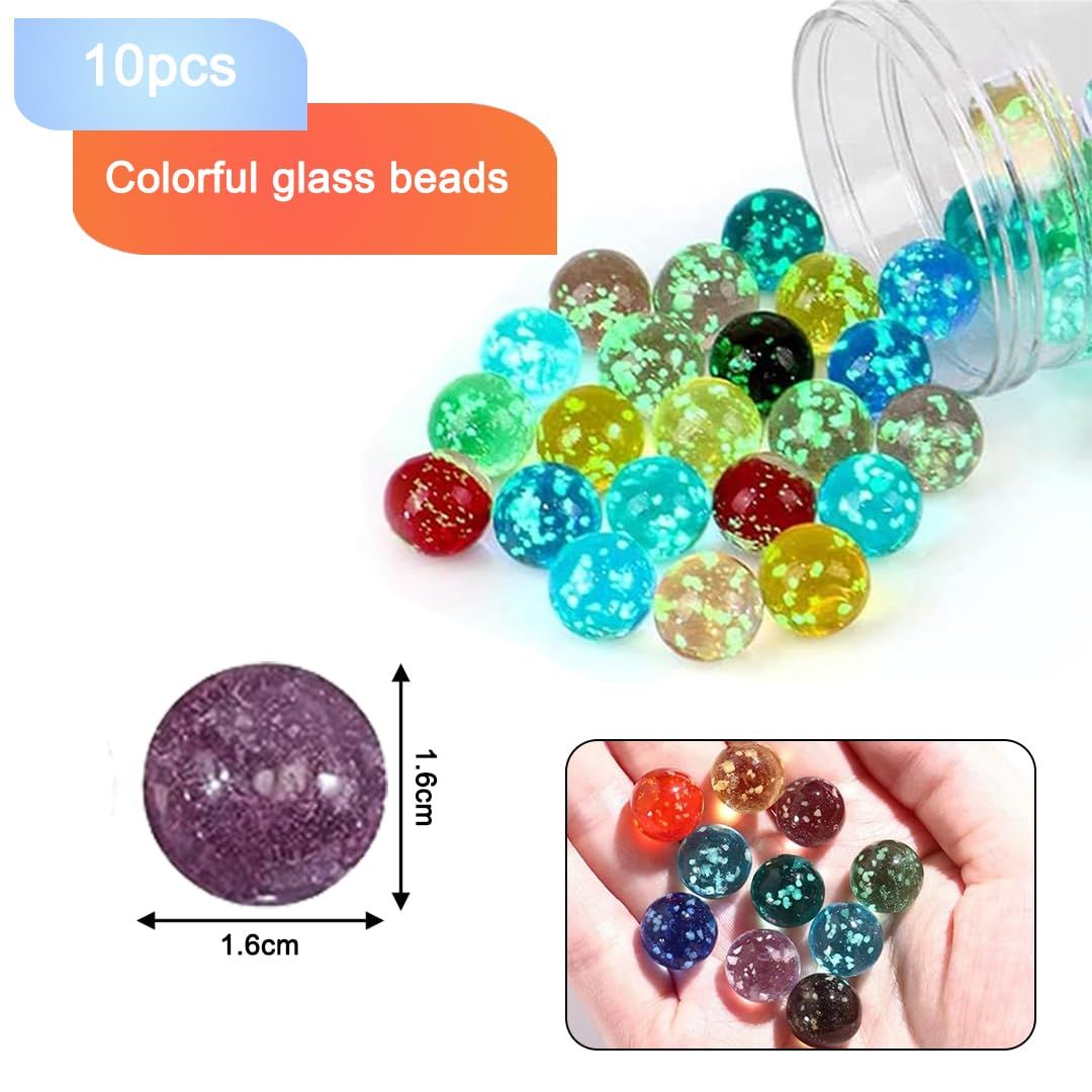 Canicas de cristal luminosas de 10 piezas con canicas coloridas moteadas para juegos de pista de bolas y proyectos de bricolaje
