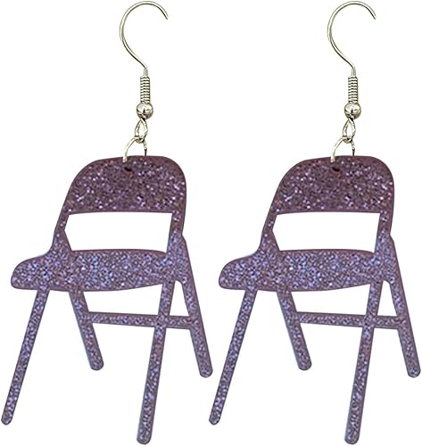 Aretes de tuerca para mujer, aretes de silla de moda, divertidos y coloridos aretes de acrílico para silla, aretes plegables para silla, aretes