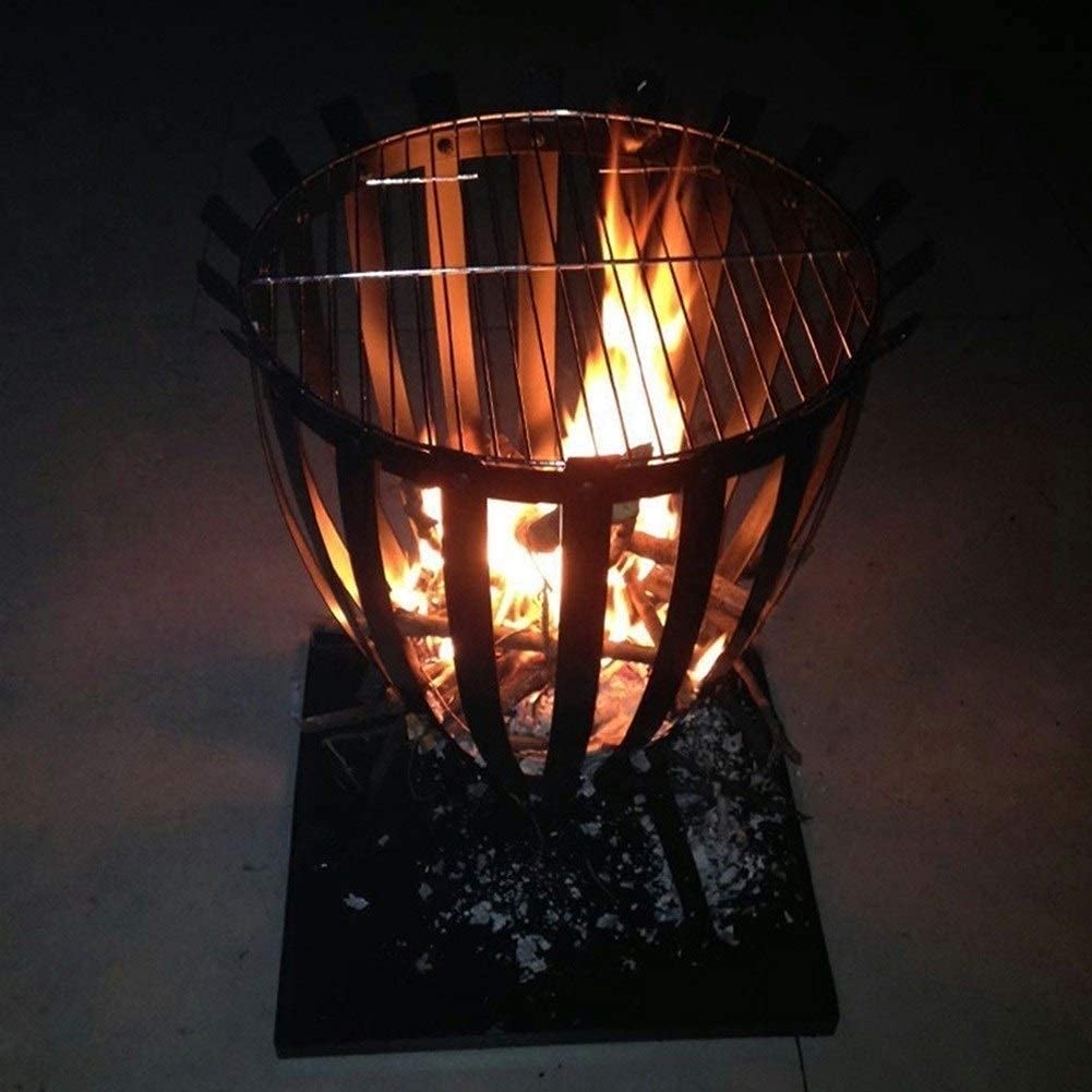 Piec na drewno z hakiem, czarny metalowy wysoki zewnętrzny palenisko, na patio, do ogrodu, na kemping, plażę, piknik, 45,7 x 62,2 cm