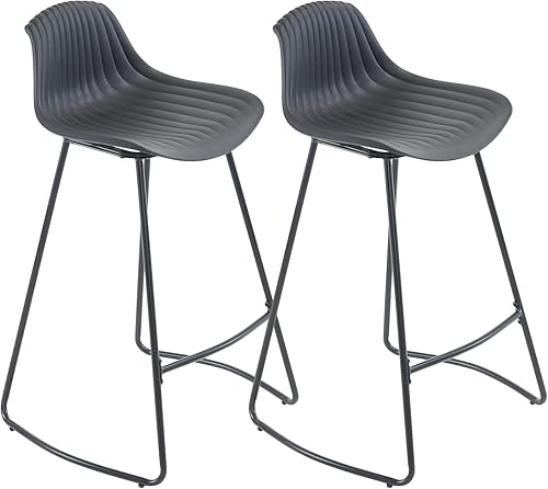 Juego de 2 taburetes de bar de 28 pulgadas, modernos taburetes de bar de altura de mostrador, sillas de isla de plástico para pub, bar, balcón