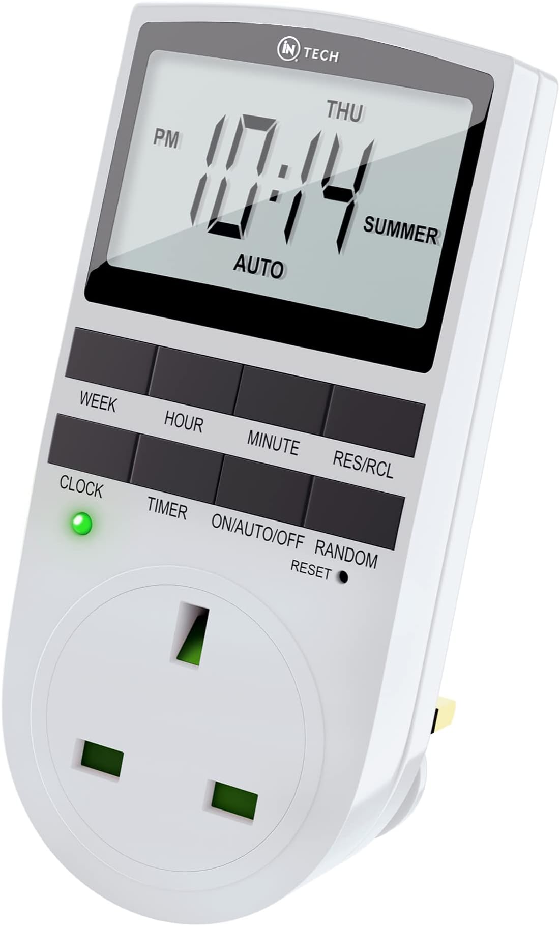 iN Digital Electric Timer Plug Socket - 12/24hr Smart Socket Timer UK Plug – Latest Anti-Theft Function - Easy Set-up - 16 Interval Settings - On-Off Programs - Energy Saving