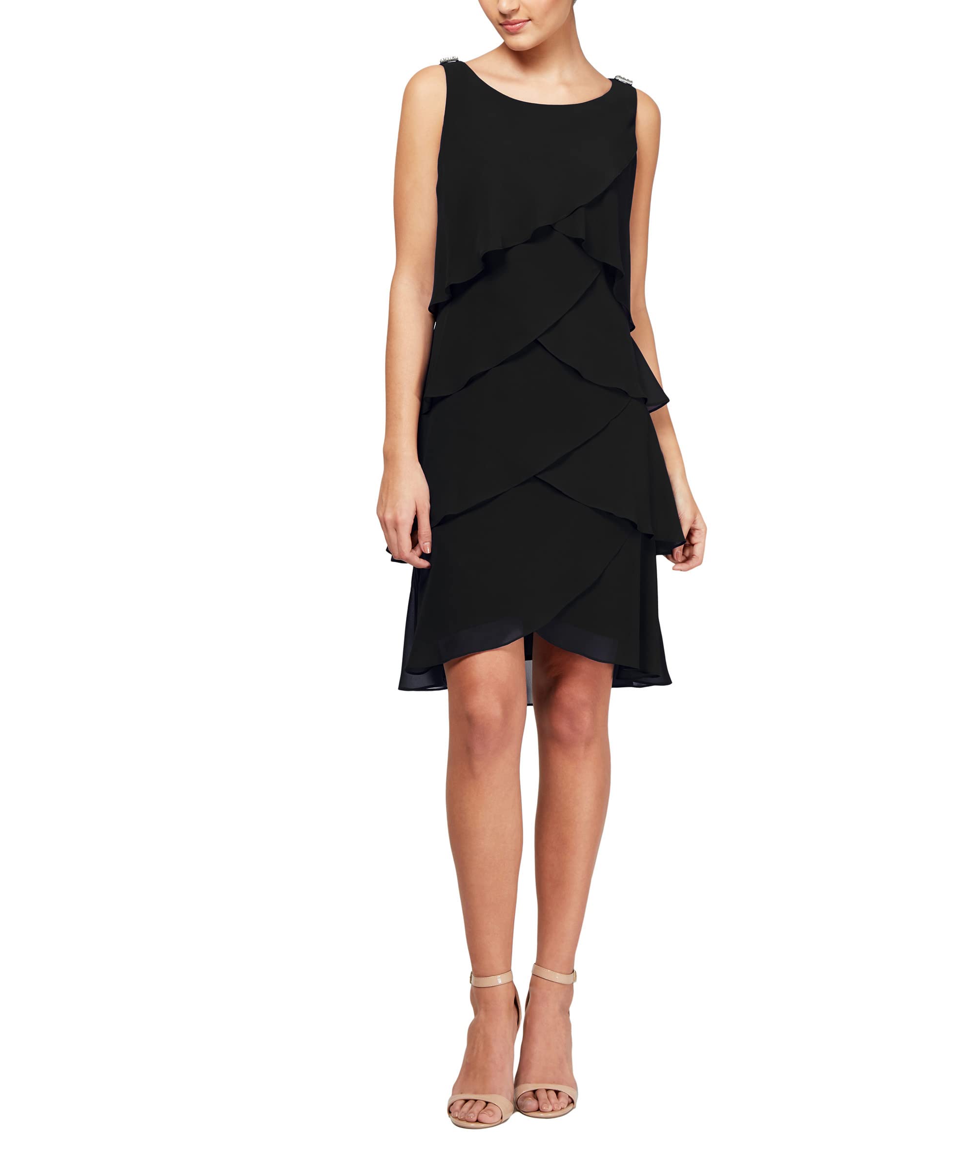 S.L. Fashions Womens Tiered Cocktail Party Dress