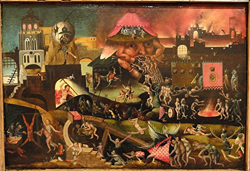 Cuadro pequeño Cristo en el Limbo de Hieronymus Bosch enmarcado en madera marrón 2
