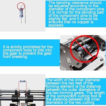A Manual Resistor Lead Forming Machine Designed for U-Shaped Bending and Lead Cutting of Taped axial Components; Adjust Pitch