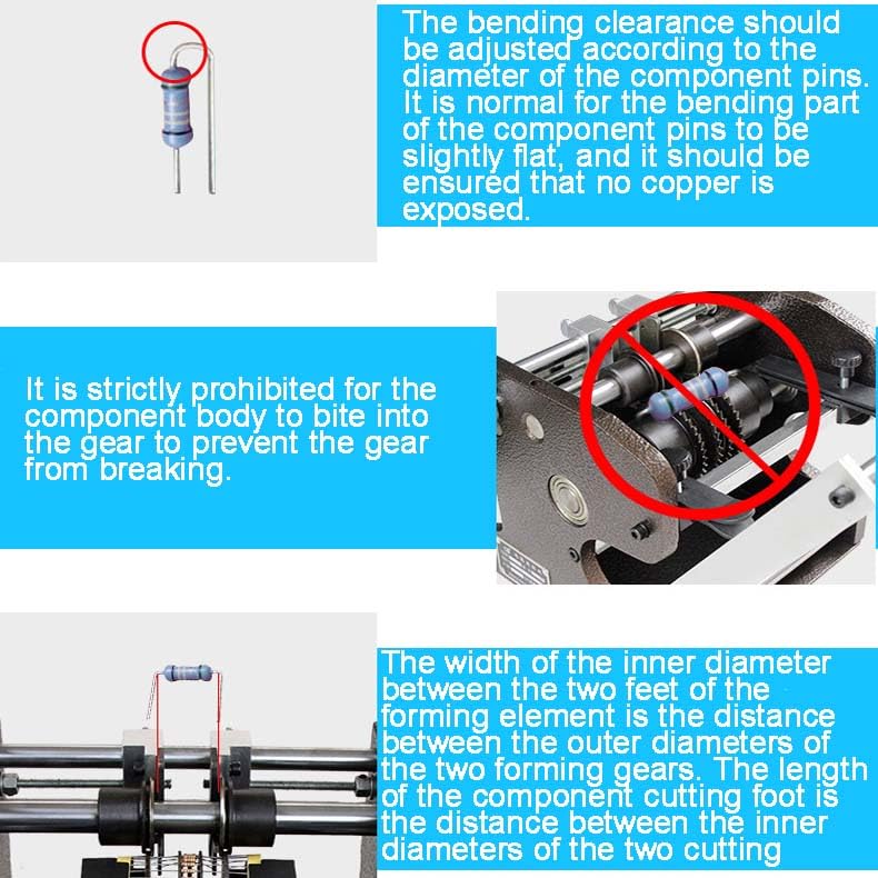 Máquina formadora de cables de resistencia manual, dobladora y cortador de componentes de manivela para piezas de cinta axial, longitud y longitud ajustables, alta eficiencia para una gran producción