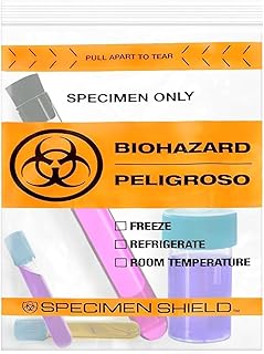 APQ Clear Orange Biohazard Specimen Bags, 12 x 15 Inches, Pack of 100