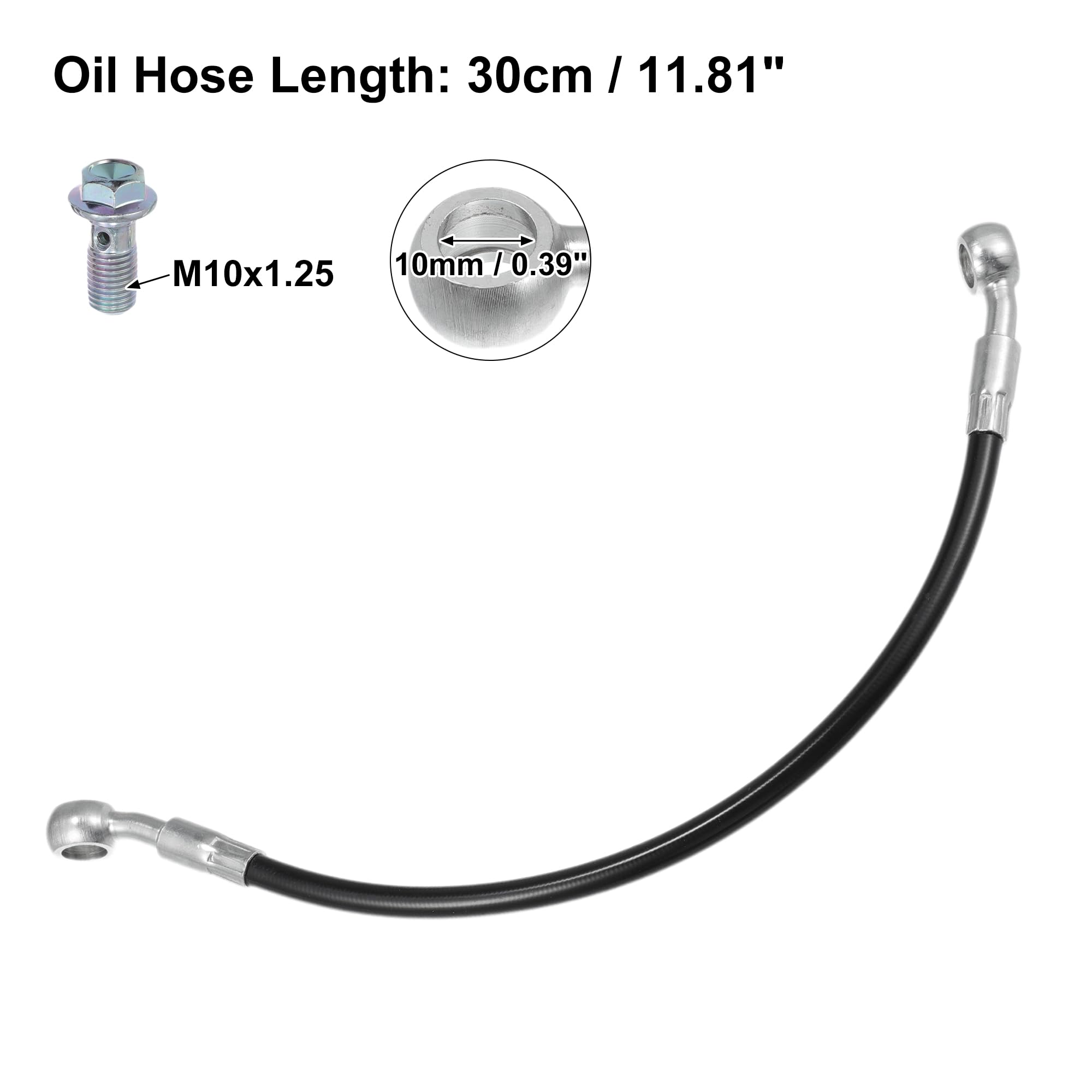 QUARKZMAN Motocicleta Hidráulico Freno Línea Aceite Manguera Tubería 30cm Negro 1 Juego