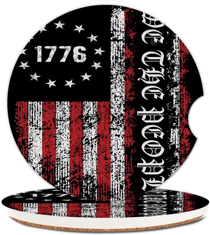 Miniatura 5 de Portavasos de cerámica para mujeres/hombres, portavasos absorbentes de moda para automóvil con muesca de dedo de 2.56 pulgadas, paquete de 2, retro