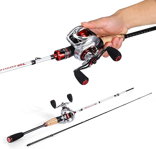 Miniatura 2 de Sougayilang Combo de caña de pescar y carrete, caña de pescar mediana pesada con carrete de cebo, combo de 2 piezas de cebo