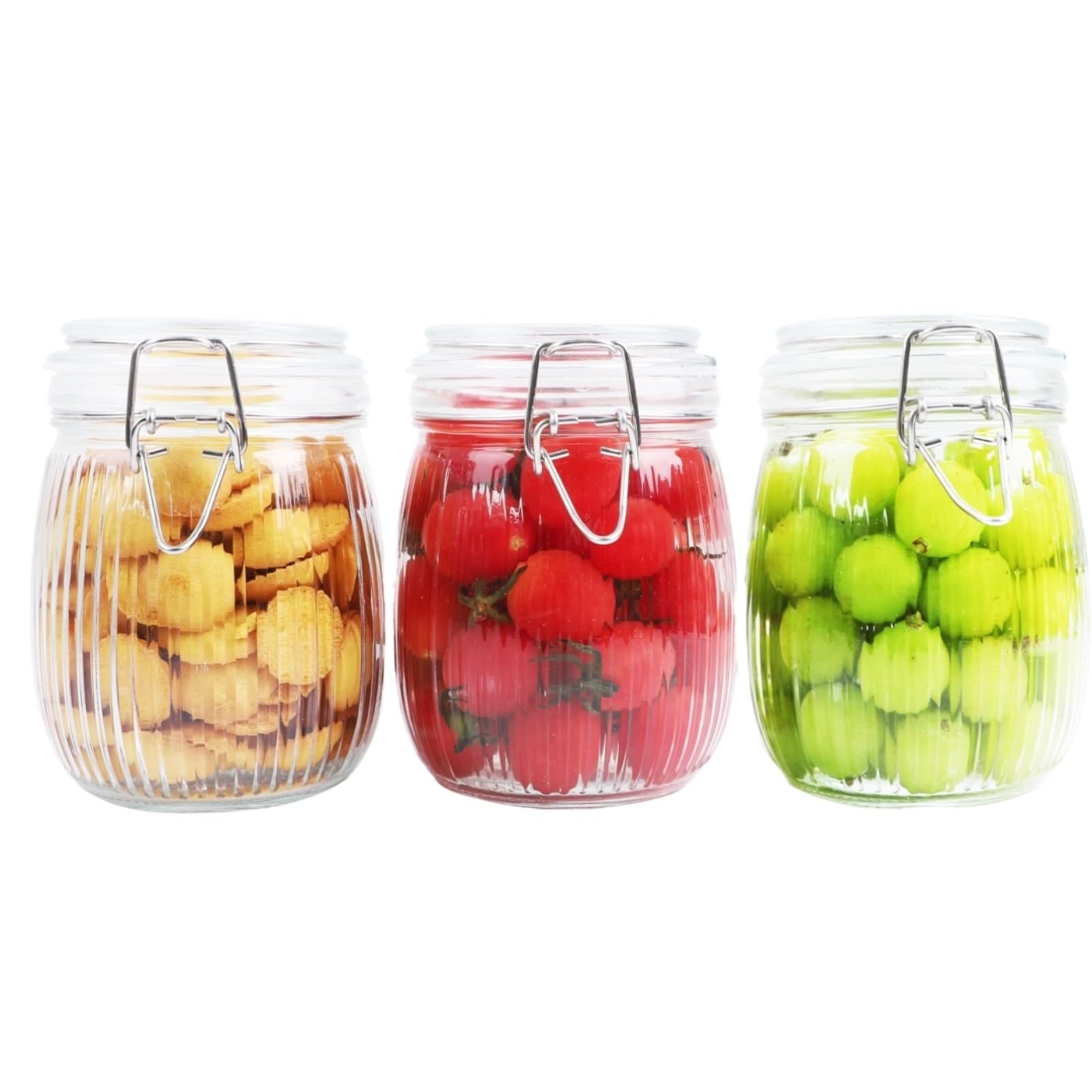 AMULONG Sweet Jars Apothecary Glass Jars With Clamp Lids Wide Mouth Sealed Canisters Jars for Crafting(500ml)