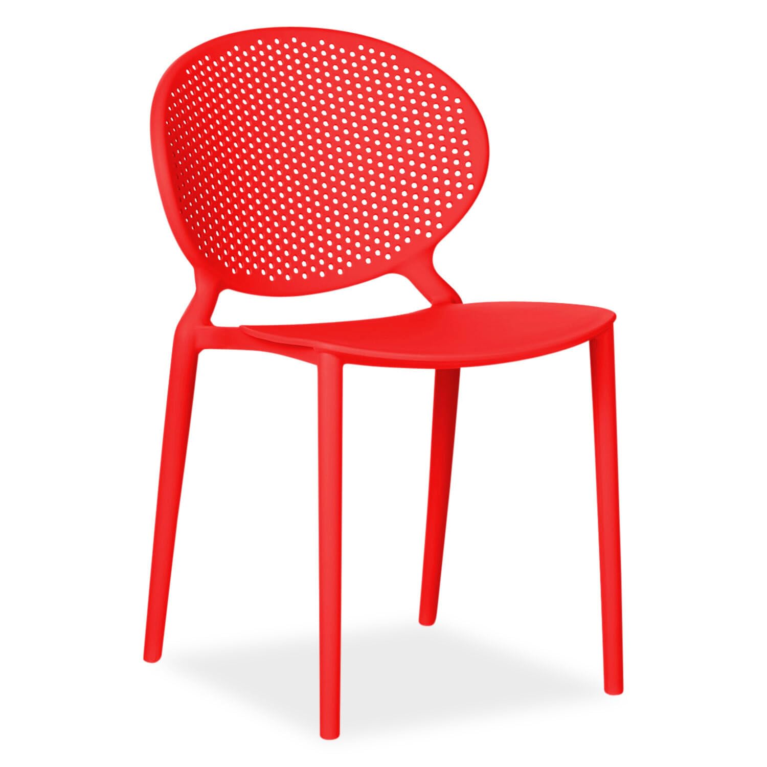 Homestyle4u 2469 Lot de 4 chaises de jardin empilables en plastique résistant aux intempéries Rouge