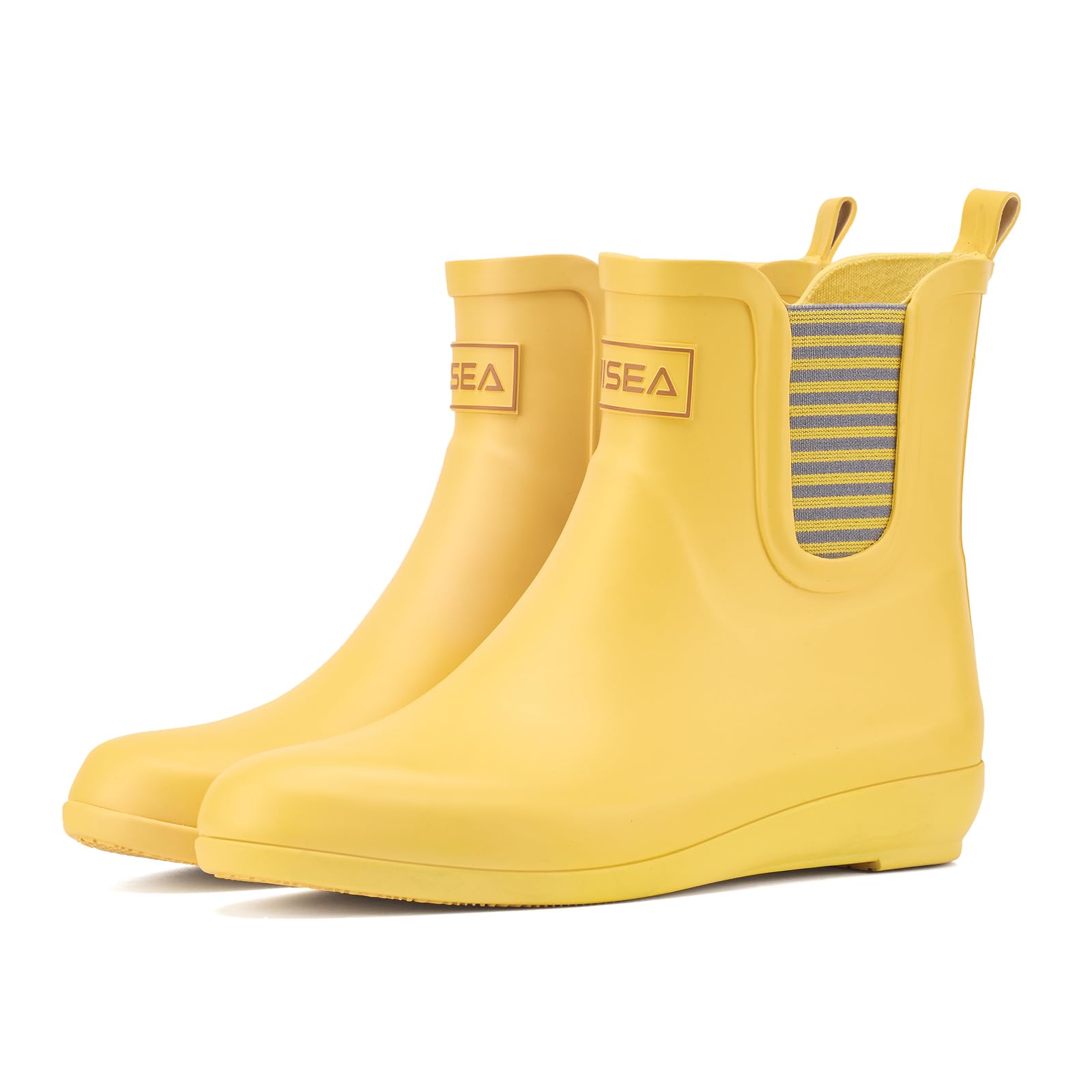 Rubber Rain Boots for Women Waterproof Chelsea Boots Short Ankle Rain Shoes Wedge Heel Anti-Slipping Rainboots for Ladies with Comfort Insole Lightweight Stylish Outdoor Work Booties