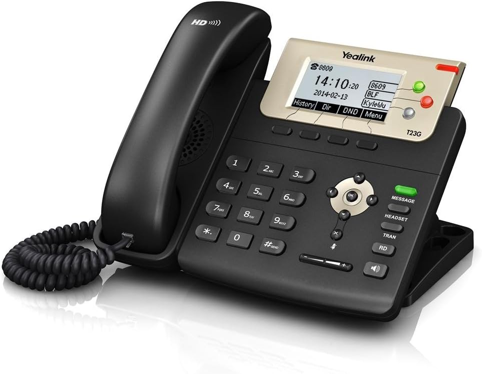 Yealink T23G IP Phone, 3 Lines. 2.8-Inch Graphical Display. Dual-port 10/100 Ethernet, 802.3af PoE, Power Adapter Not Included (SIP-T23G)