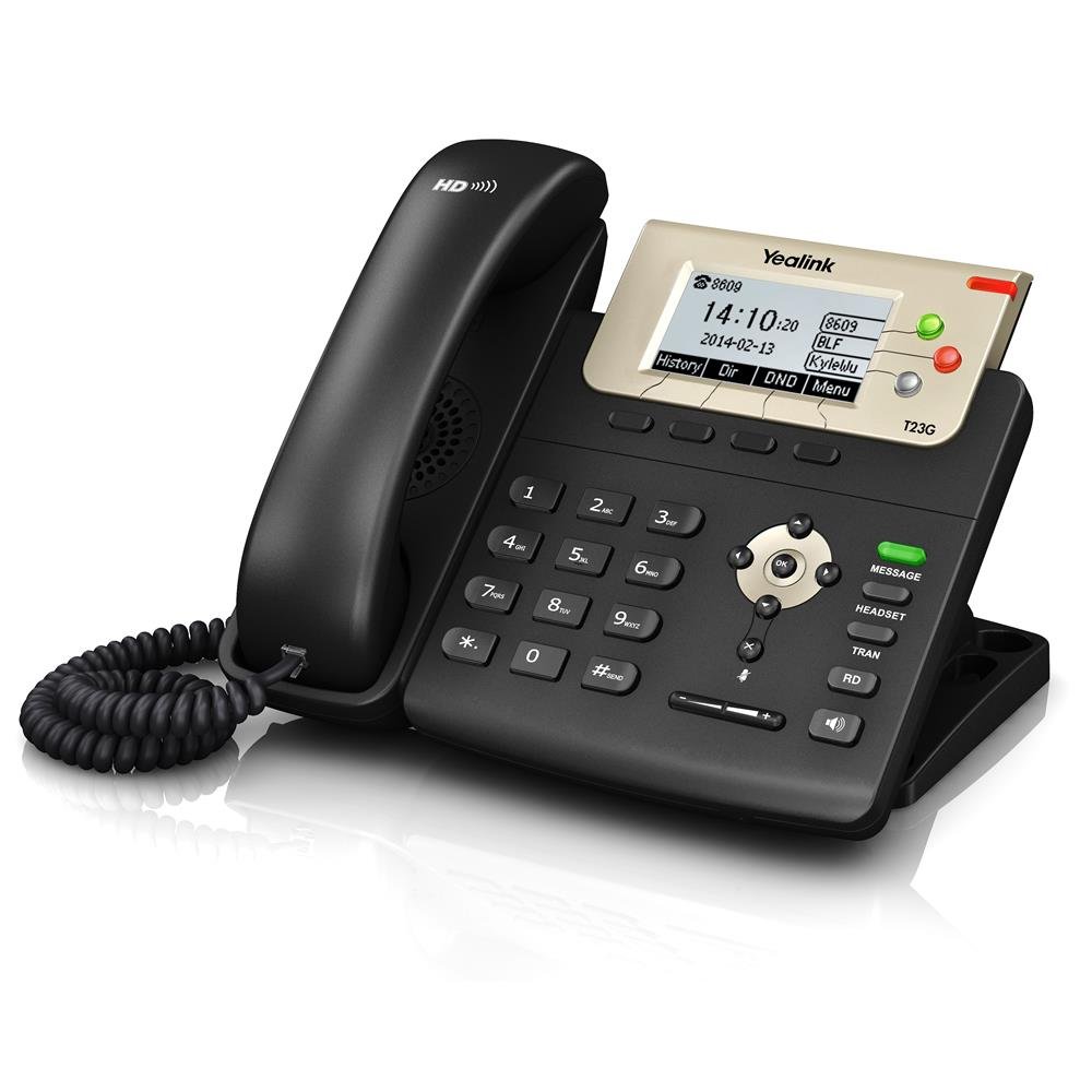 Yealink T23G IP Phone, 3 Lines. 2.8-Inch Graphical Display. Dual-port 10/100 Ethernet, 802.3af PoE, Power Adapter Not Included (SIP-T23G)