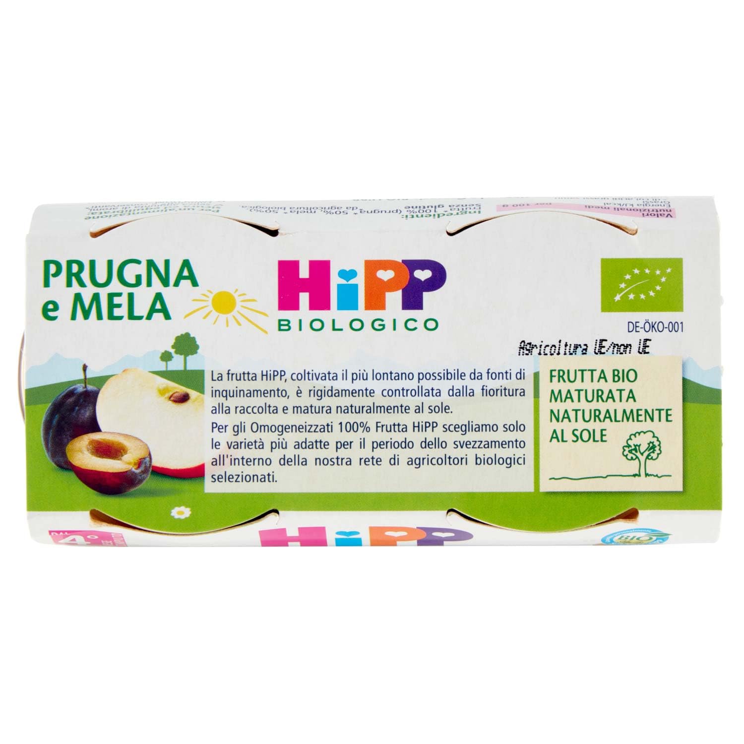 HiPP Omogeneizzato Biologico di Prugna e Mela 4+ Mesi, 2 x 80g
