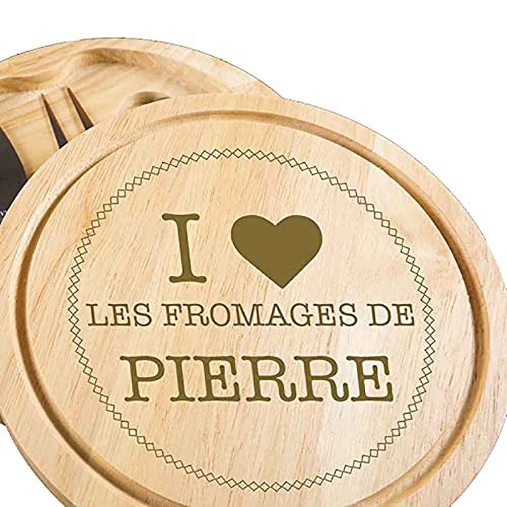 Cadeau personnalisé : Plateau de fromages « I Love » gravé du Texte de Votre Choix