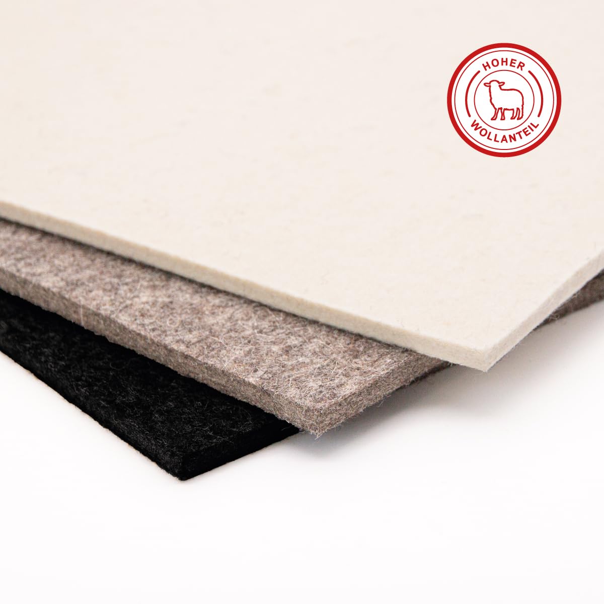 Wollfilz Zuschnitt (Industriefilz) grau meliert 15 mm – 50 x 30 cm – Dichte 0,36 g/cm³ – Hochwertiger technischer Filz – Made in Germany