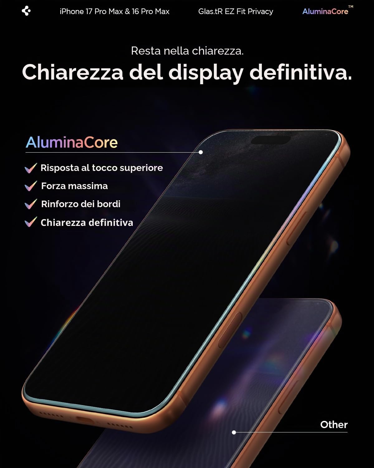 Spigen Glas.tR EZ Fit Vetro Temperato compatibile con iPhone 17 Pro Max, iPhone 16 Pro Max, 2 Pezzi, Anti-Spia, Protezione della Privacy, Durezza 9H Pellicola prottetiva