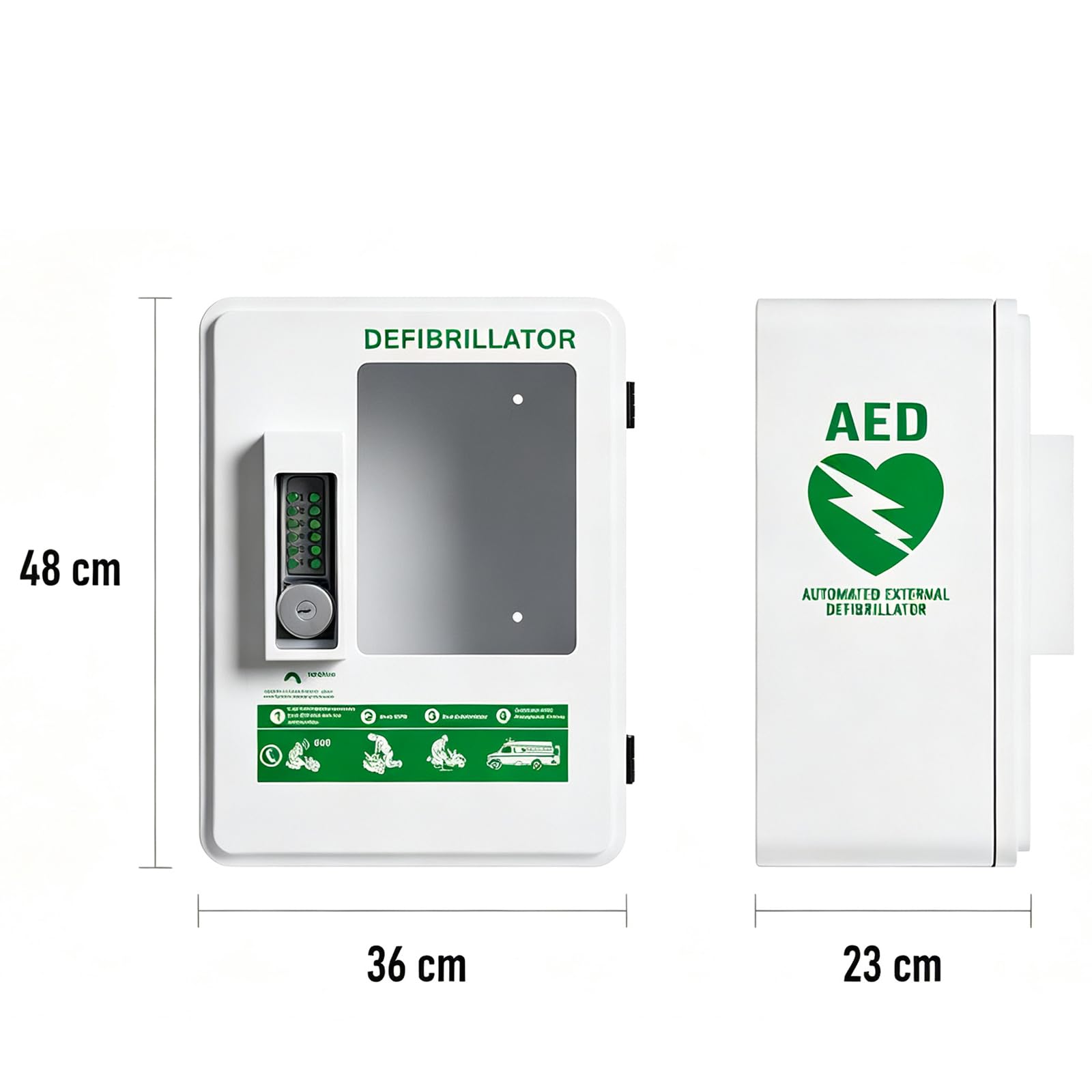 Aed-defibrillator-Schrank, Aed-außenschrank Mit Konstanttemperaturregelung Und Intelligentem Passwortschloss, Metallstahlplatte, Passend Für Die Meisten Aed-Modelle