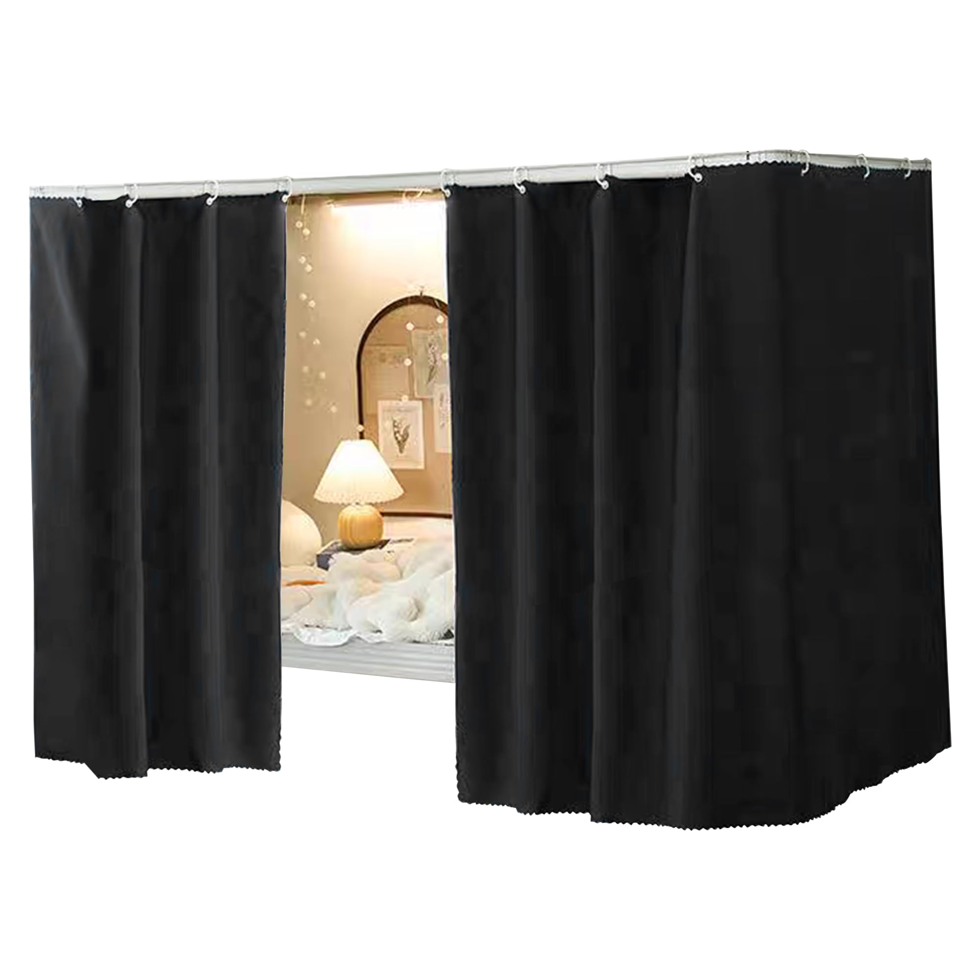 Bunk Bed Curtains Dorm Room Privacy Canopy Blackout Bunk Bed Drapes for Bottom Bunk Bed, Black -2panels, W 47.2" x L 78.7" (2 Panels)