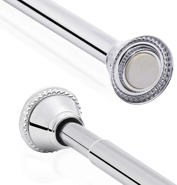 Stainless Steel Spring Tension Rod Extendable Telescopic Shower Curtain Pole No Drilling for Bath Wardrobe DIY Projects, Adjustable Length 100-190cm