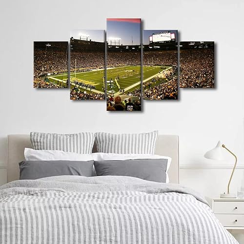 Vista 174 de Cuadros de estadios deportivos de fútbol americano de Minnesota, cuadros de vikingos, 5 paneles, lienzo para pared, arte de pared del estadio