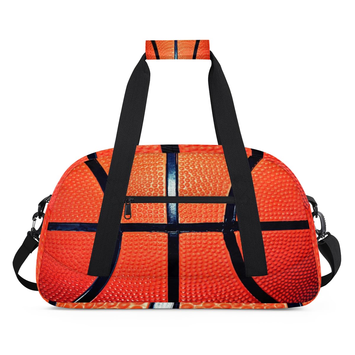 Sport Basketball Kids Overnighted Duffel Bag Carry-On Size & Ideal for School Practice or Weekender Travel with Zip and Shoulder Stra for Boys & Girls