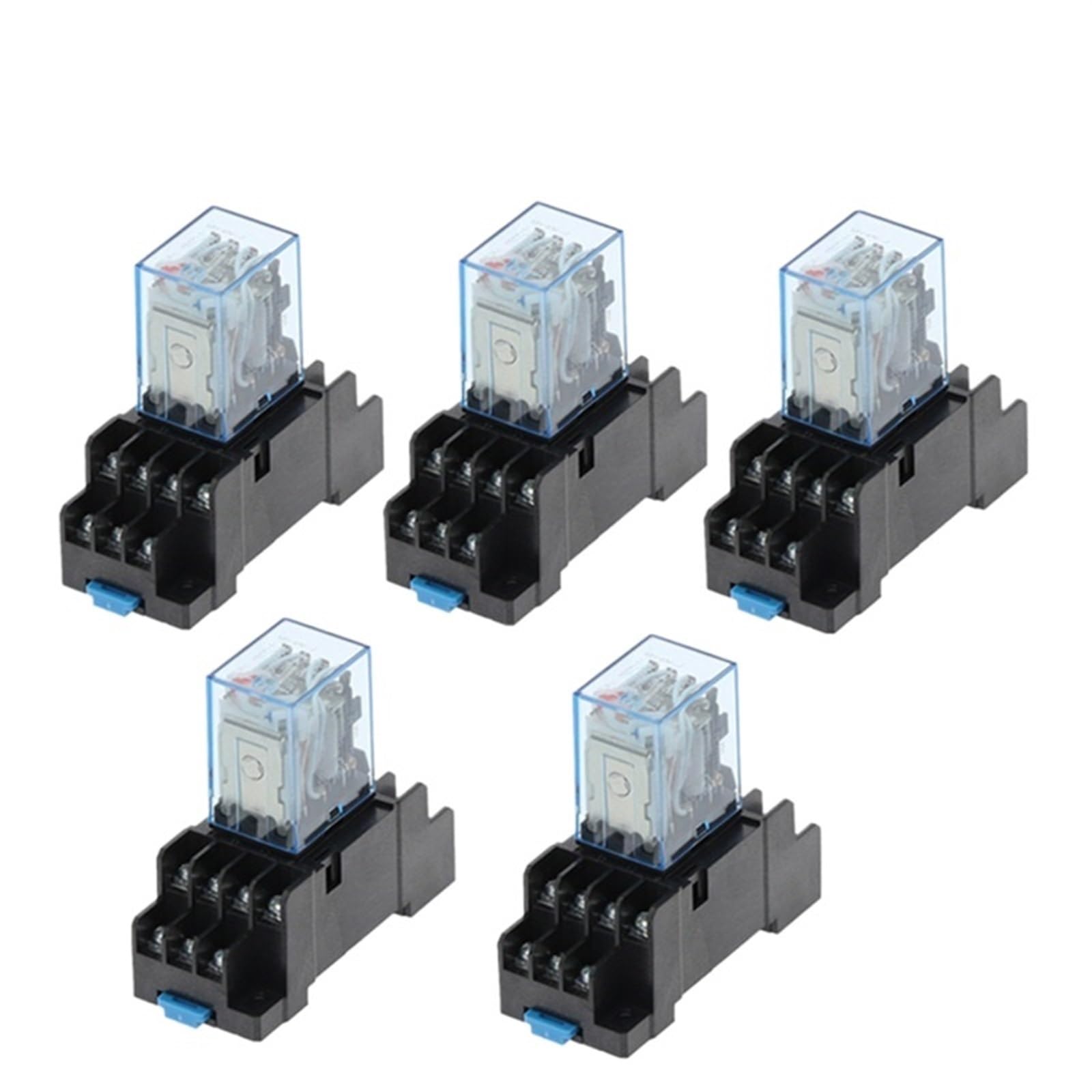 Relais, 5er-Set MY4NJ DC12V DC24V AC110V AC220V Elektronisches Mikro-Mini-Elektromagnetrelais 5A 14-polige Spule 4DPDT mit Sockelsockel (AC 380 V)