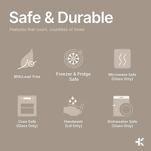 Miniatura 6 de Recipientes de almacenamiento de alimentos de vidrio borosilicato con tapas, 24 piezas, sin BPA, apilables para almuerzo y sobras, aptos para