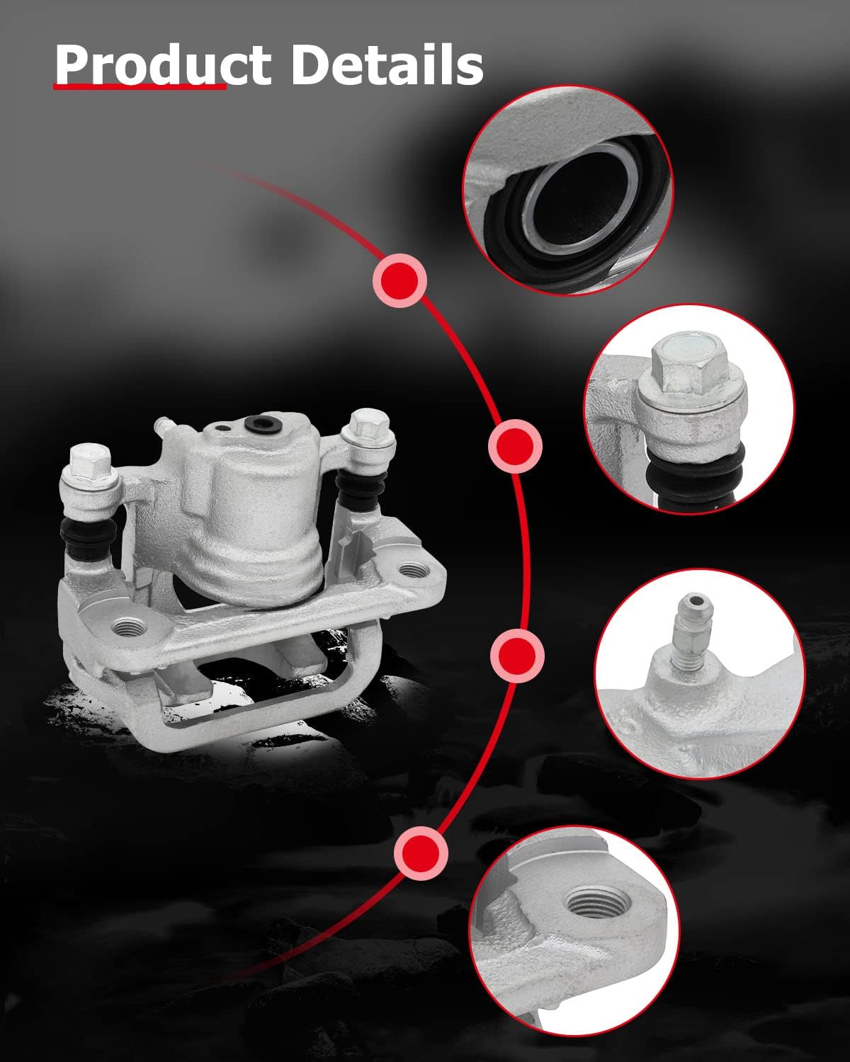 cciyu Rear Left Brake Caliper Assembly w/Bracket 19B2780 2002-2023 For Nissan For Altima,2003-2008 2019-2023 For Nissan For Maxima