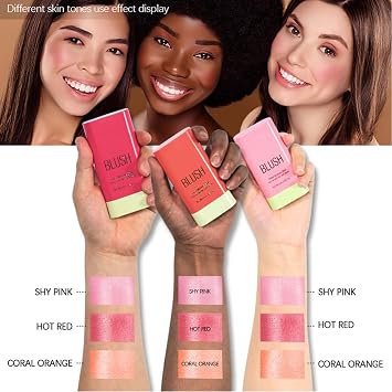 Mysense Pink Cream Blush Stick, Multi-use Makeup Blush Stick for Cheeks Lips Eyes, Solid Moisturizer Stick Blush Makeup Natural Matte Finish Waterproof Long-Lasting, 01 Shy Pink